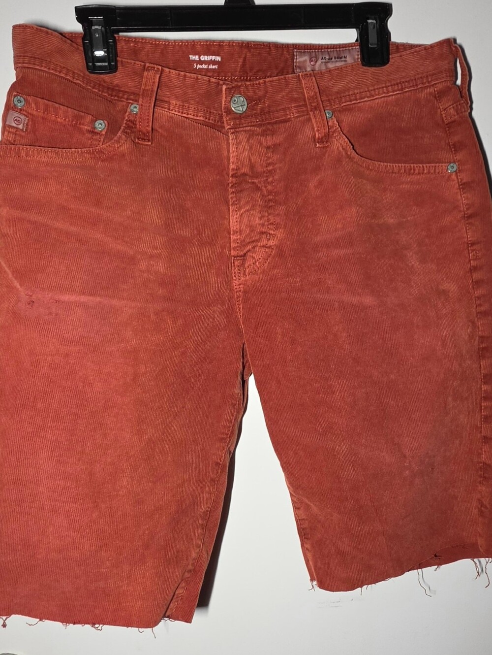 Ag Adriano Goldschmied Men's Rust-Red Corduroy Shorts